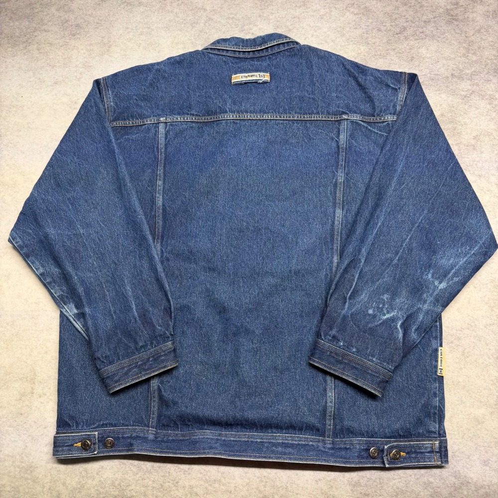 VTG Culture Jeans Loose Fit Mens 4XL Blue Faded Hip Hop Streetwear Trucker Coat - Picture 4 of 9